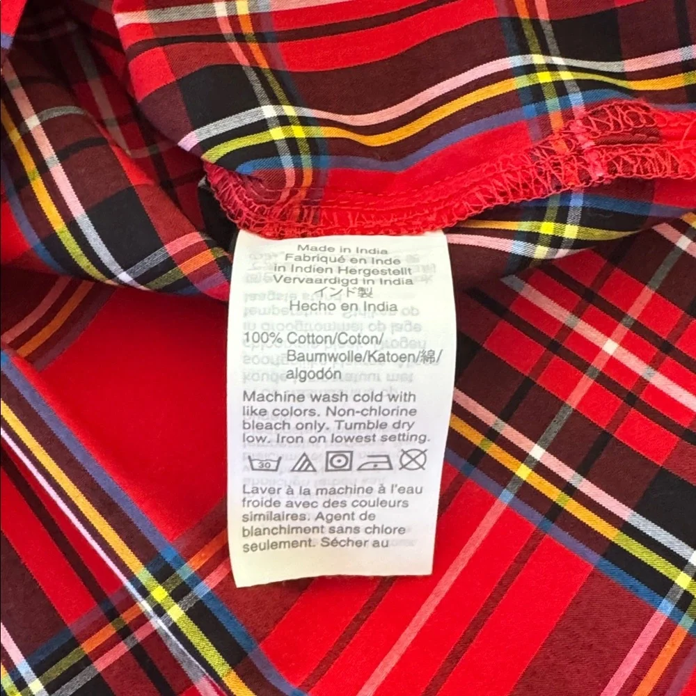 J. Crew Red Plaid Women's ruffle sleeve Blouse Size: M NWOT ✨